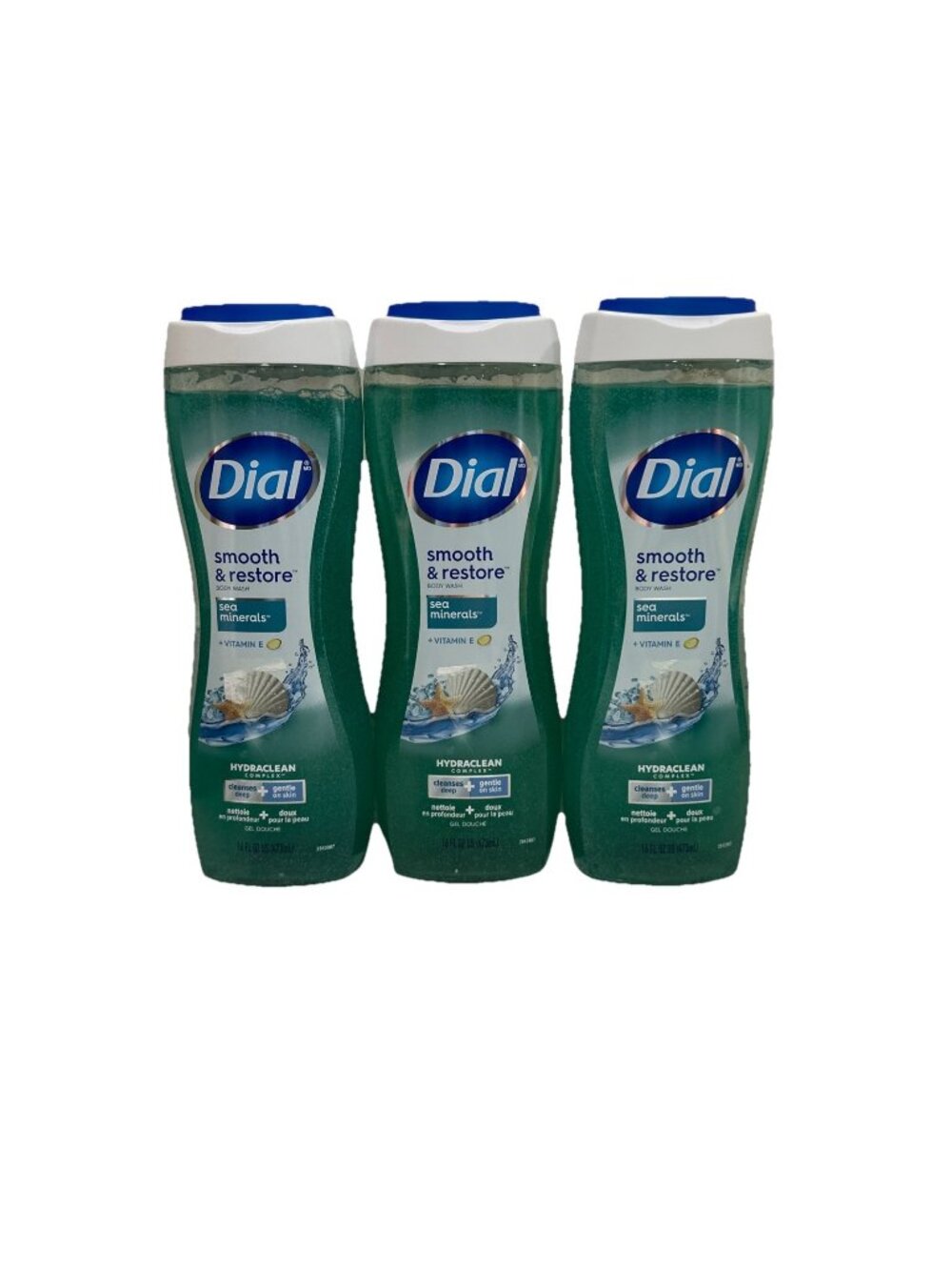 NEW LOT 3 Dial Sea Minerals Smooth & Restore Body Wash + Vitamin E 16 oz